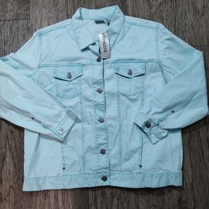 Chico's Daphne Sea Blue Denim Jacket Size 3 Chico Size NWT